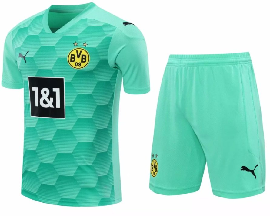 Kit infantil oficial Puma  Borussia Dortmund 2020 2021 Goleiro verde